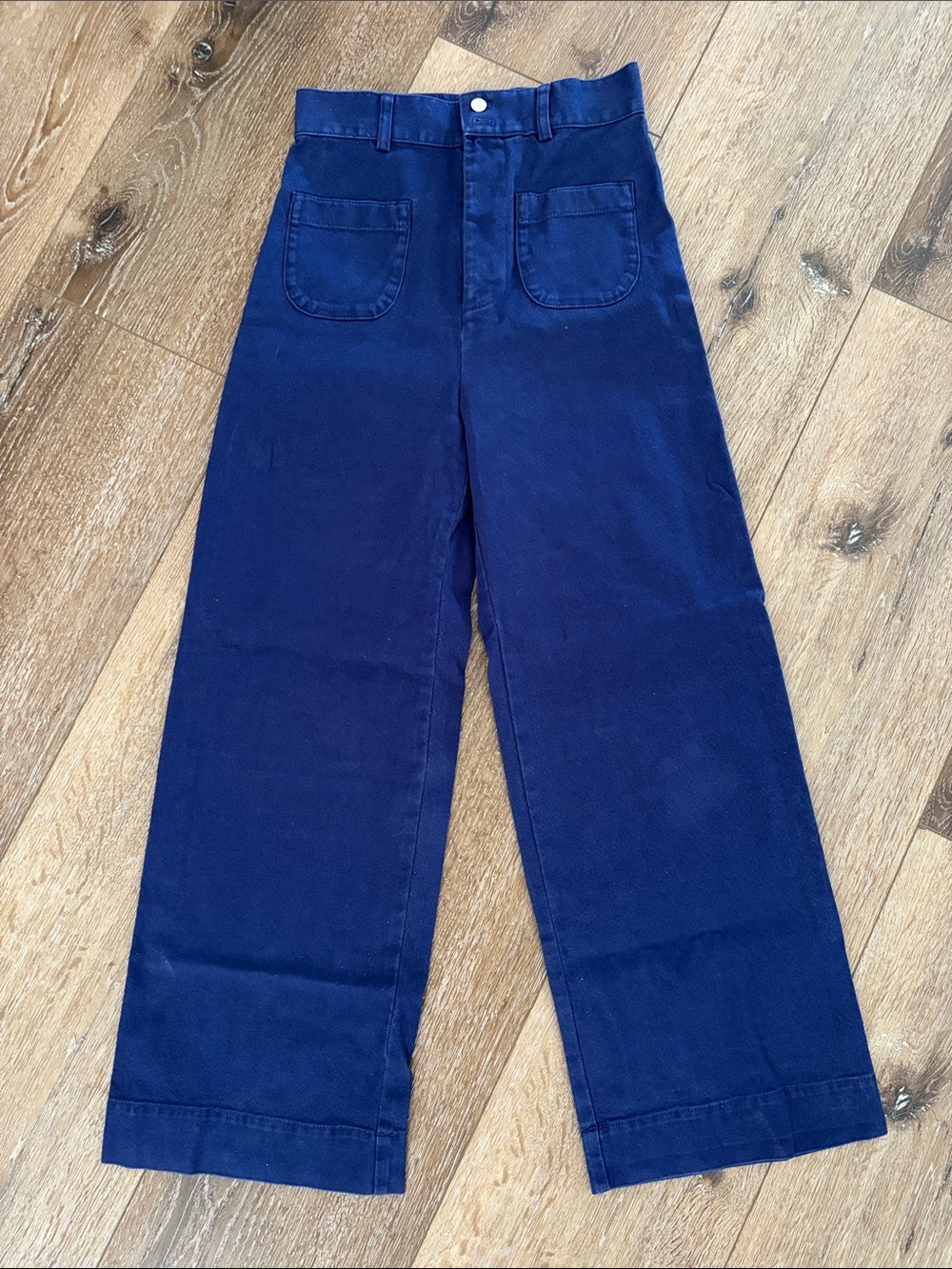 & Other Stories High Rise Wide Leg Pants Navy Blue
